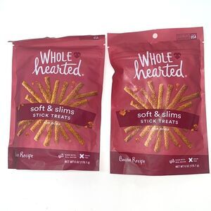 🔥2 WHOLE hearted
soft & slims STICK TREATS real Bacon 6 OZ each for dog